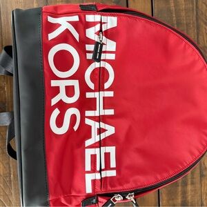 Michael Kors Red and Black Logo Backpack